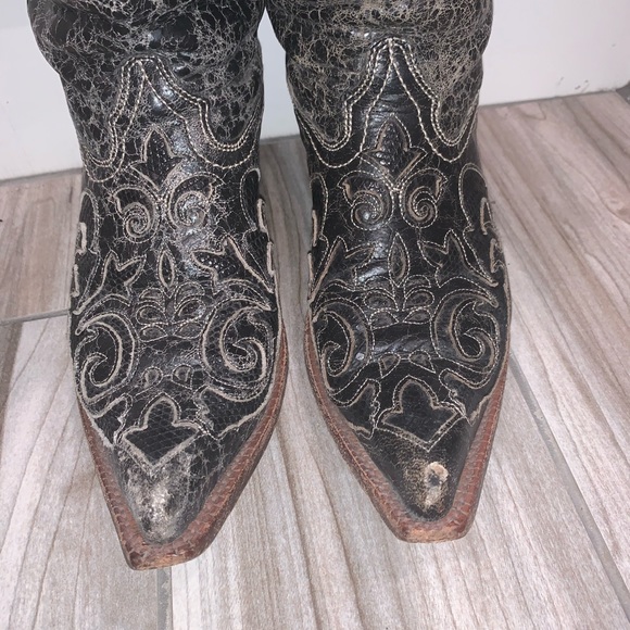 Corral Boots Black Vintage Lizard Overlay C2108 - Picture 6 of 8